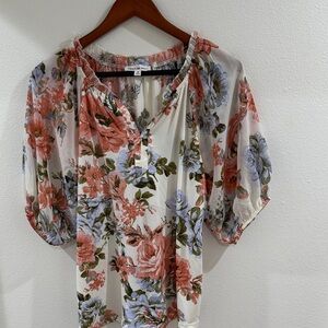 PerSeption Concept Floral Blouse in Pink and Blue